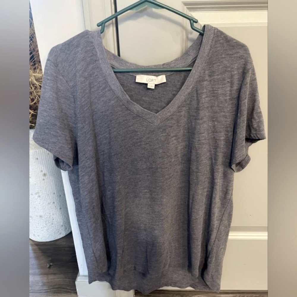 Womens Size XL LOFT Short Sleeve Gray Lightweight Top